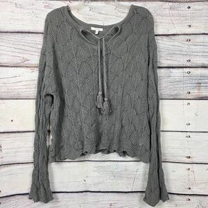 Maurices Olive Green Open Knit Sweater Top Size M